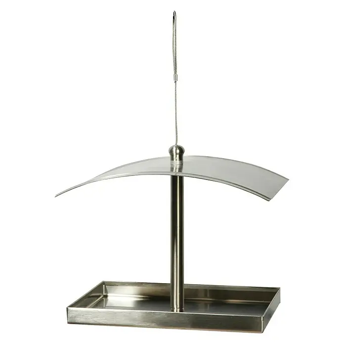 Dobar Vogelhaus Metallglanz - 22 x 17 x 19 cm, Silber, Edelstahl - Vorderansicht