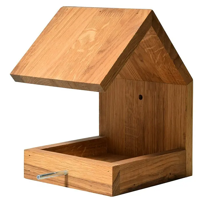 Dobar Vogelhaus Luxus Bauhaus 3 - 16 x 19 x 22 cm, Natur, Holz - Vorderansicht