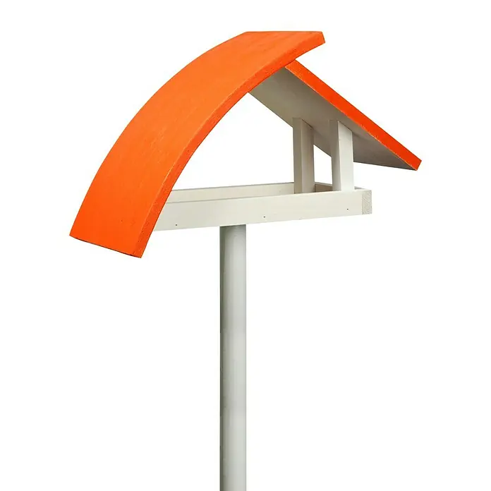 Dobar Vogelhaus New Wave - 39 x 18 x 23 cm, Weiß/Orange, Holz - Vorderansicht