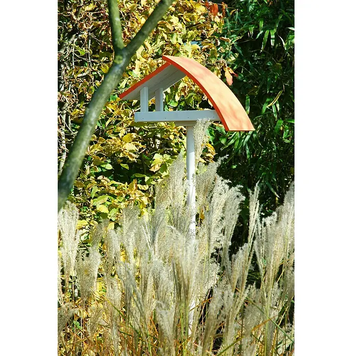 Dobar Vogelhaus New Wave - 39 x 18 x 23 cm, Weiß/Orange, Holz - Stimmungsaufnahme