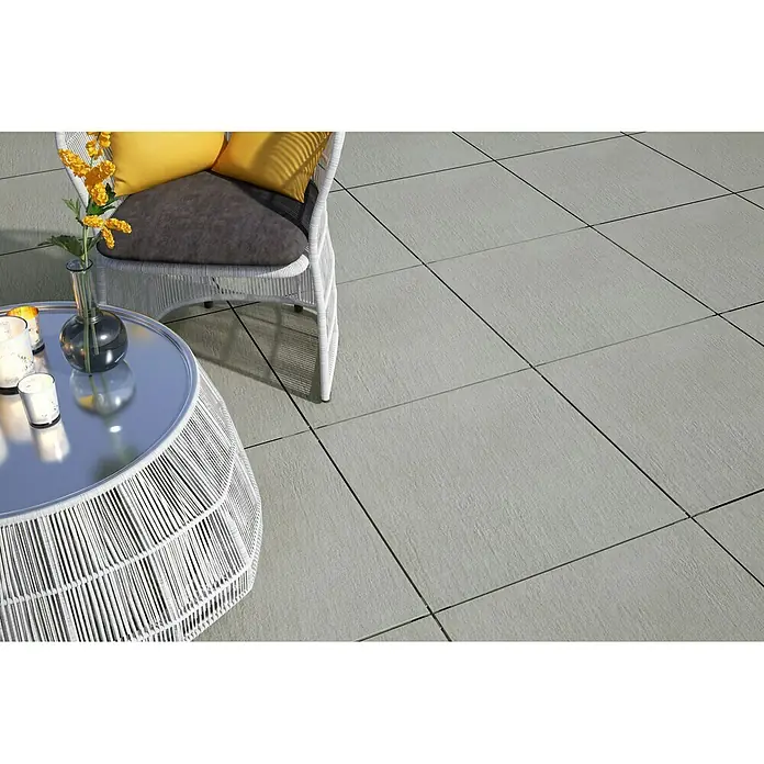 Terrassenfliese Slate Grey - Grau, 60 x 60 x 2 cm, Feinsteinzeug, Rutschsicherheitsgruppe nach DIN 51130: R10