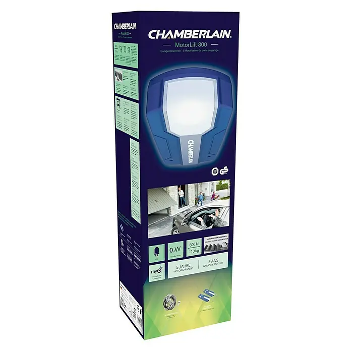 Chamberlain Garagentorantrieb MotorLift 800 - Torfläche: Max. 11,5 m², Zugkraft: Max. 800 N - Linke Seitenansicht