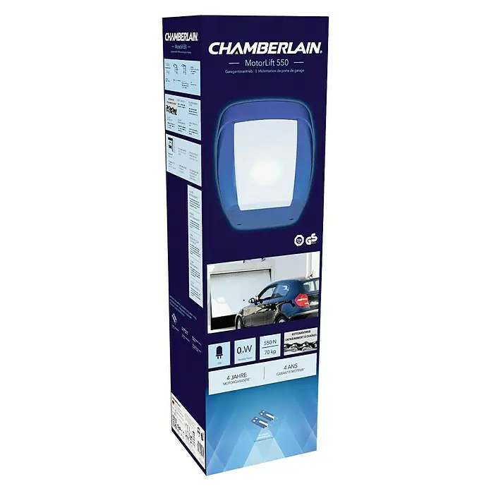 Chamberlain Garagentorantrieb MotorLift 550 - Torfläche: Max. 7,4 m², Zugkraft: Max. 550 N - Linke Seitenansicht