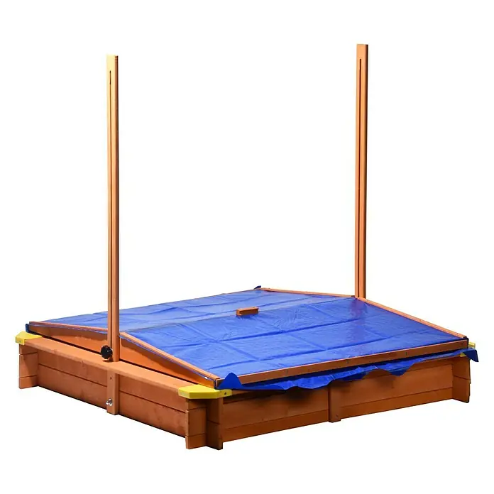 Dobar Sandkasten - 117 x 117 x 117 cm, Holz, Höhenverstellbares Dach