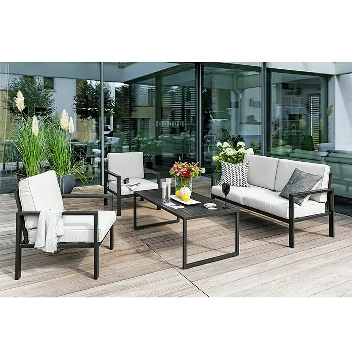 Sunfun Set lounge namještaja Judith - 4-dij., Metal, Antracit, Svijetlosive boje