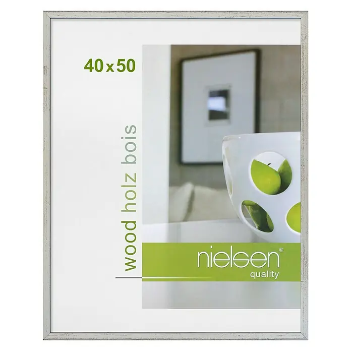 Nielsen Holzwechselrahmen Zoom - Silber, 40 x 50 cm, Holz - Vorderansicht
