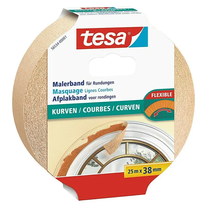 Tesa Malerband für Rundungen - 25 m x 38 mm - Linke Seitenansicht