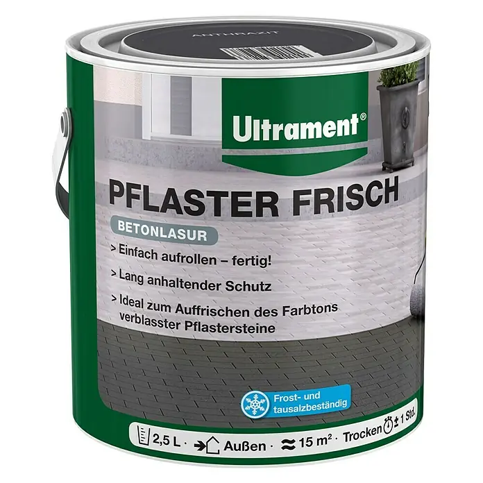 Ultrament Betonlasur Pflaster Frisch - Anthrazit, 2,5 l