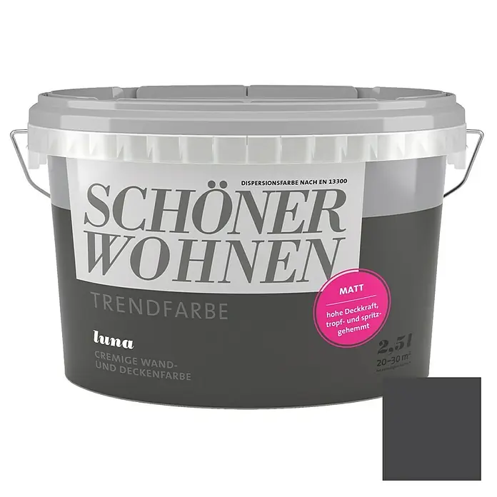 SCHÖNER WOHNEN-Farbe Wandfarbe Trendfarbe - Luna, 2,5 l, Matt, Konservierungsmittelfrei