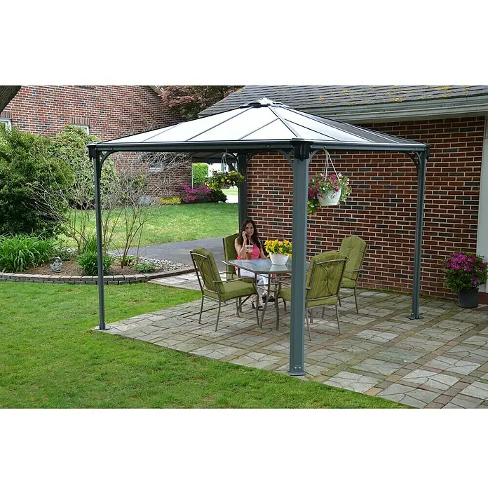 Palram – Canopia Pavillon Palermo 3000 - 2,95 x 2,95 x 2,98 m, Anthrazit - Vorderansicht