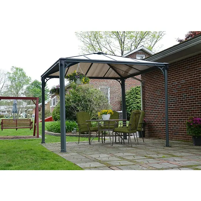 Palram – Canopia Pavillon Palermo 3000 - 2,95 x 2,95 x 2,98 m, Anthrazit - Vorderansicht