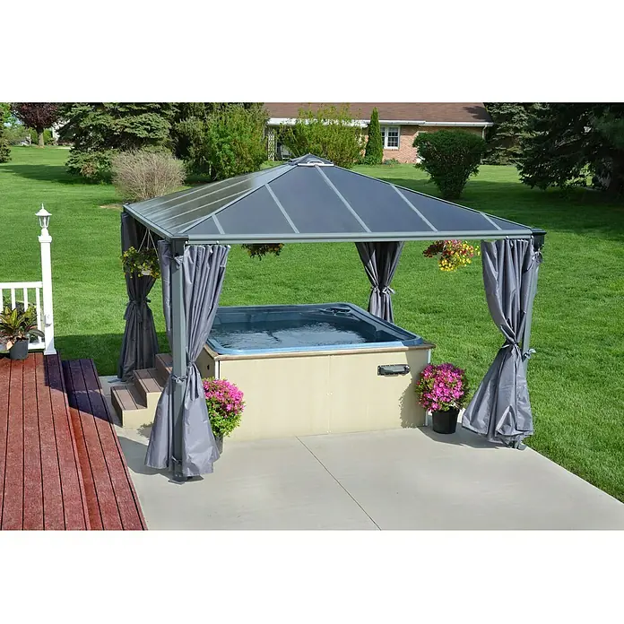 Palram – Canopia Pavillon Palermo 3600 - 3,6 x 3,6 x 2,95 m, Anthrazit - Ansicht von oben