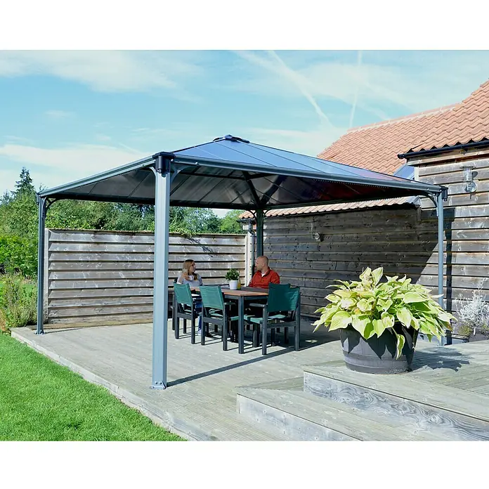 Palram – Canopia Pavillon Palermo 4300 - 429 x 429 x 298 cm, Anthrazit - Vorderansicht