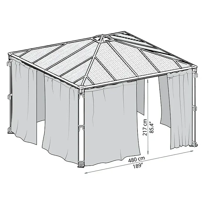 Palram – Canopia Vorhang für Pavillon Palermo 4300 - 4,8 x 2,17 m, Polyester