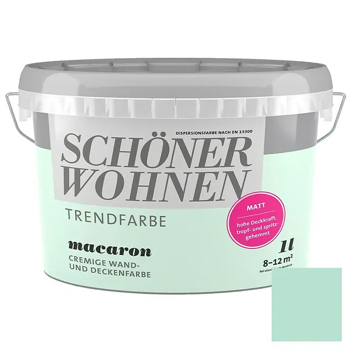 SCHÖNER WOHNEN-Farbe Wandfarbe Trendfarbe - Macaron, 1 l, Matt, Konservierungsmittelfrei