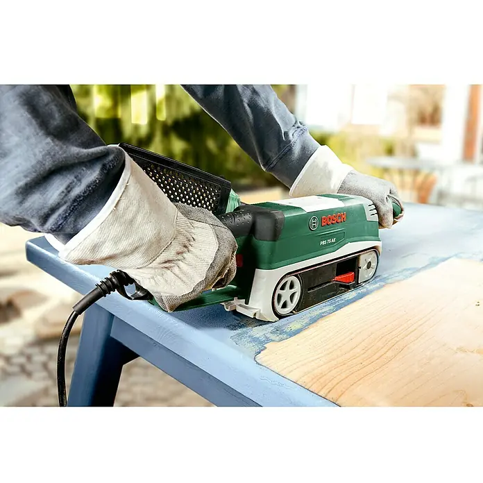 Bosch Bandschleifer PBS 75 AE Set - 750 W, 75 x 533 mm, Mit Parallel- & Winkelanschlag - Anwendungsbeispiel