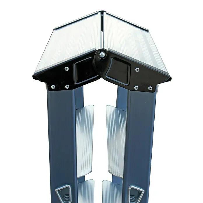 Krause Monto Stufen-Doppelleiter SePro D - Arbeitshöhe: 3,3 m, Anzahl Tritte: 2 x 8 Stufen, Tiefe Stufen: 80 mm, Aluminium - Detailaufnahme