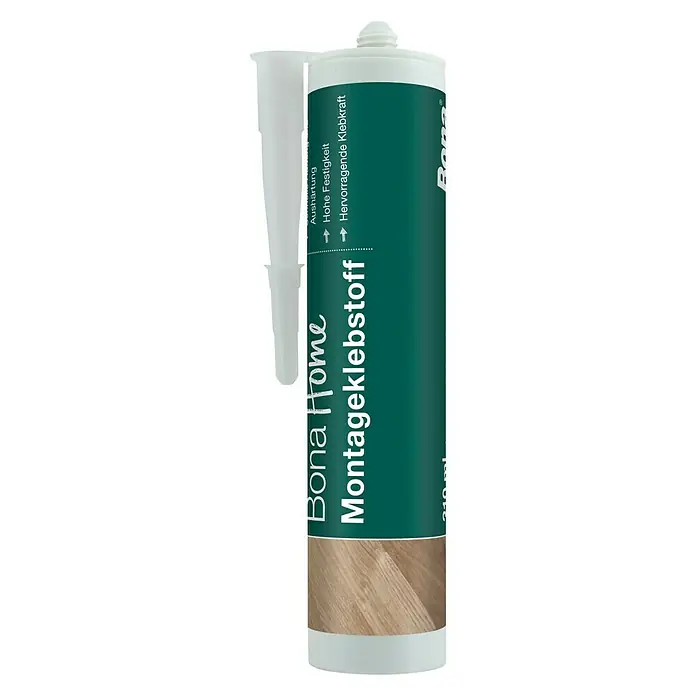 Bona Montagekleber - 310 ml, Geeignet für: Verklebung von Wand- und Fußleisten, Treppenstufen - Vorderansicht
