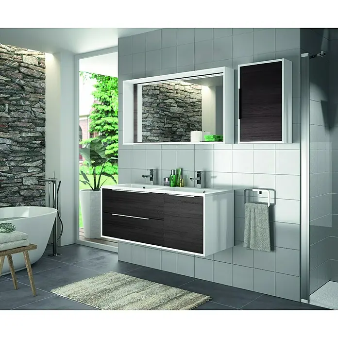 Allibert Badmöbel-Set Edge - 190 cm, 4 -tlg., Eiche Schwarz