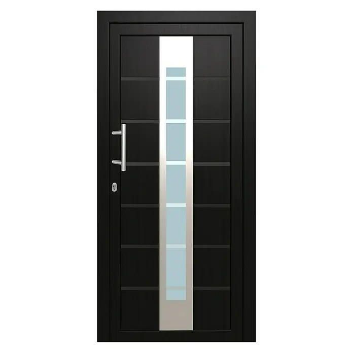 Solid Elements Kunststoffhaustür KT-448 - 110 x 210 cm, DIN Anschlag: Links, Anthrazit/Weiß
