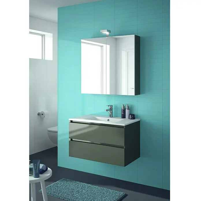 Allibert Badmöbel-Set Alma - 80 cm, 3 -tlg., Asphalt, Seidenglanz
