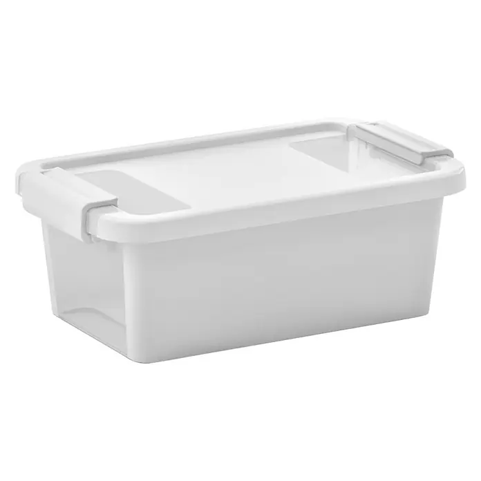 KIS Aufbewahrungsbox XS - L x B x H: 16 x 26,5 x 10 cm, Weiß, Mit Deckel - Linke Seitenansicht
