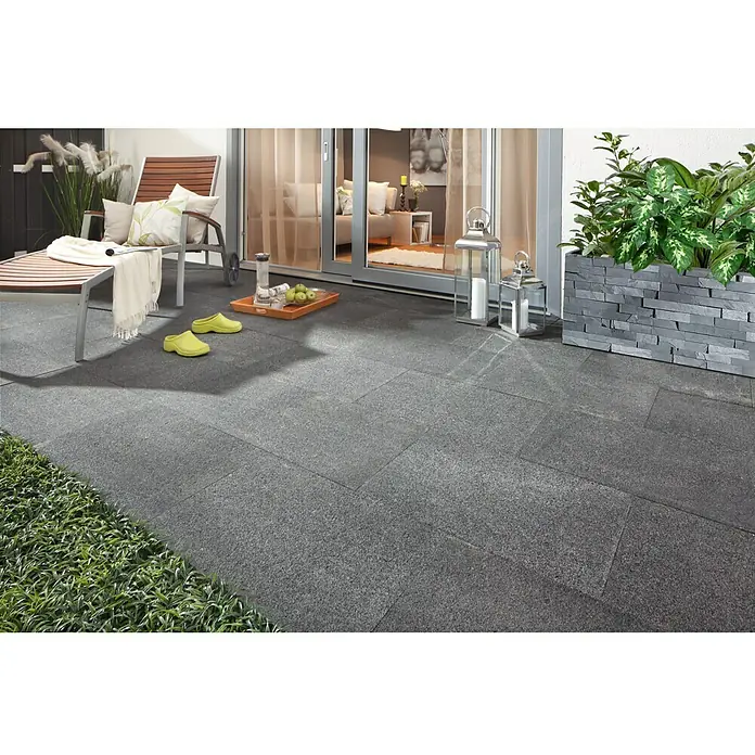 Granitplatte G 654 - Anthrazit, 40 x 60 x 3 cm, Granit, Wassergestrahlt