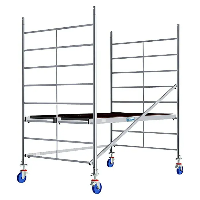 Krause ProTec XXL Rollgerüst Breitaufbau - Arbeitshöhe: 2,9 m, Bühnengröße: 2,4 m², Belastbarkeit Bühne: 480 kg - Linke Seitenansicht