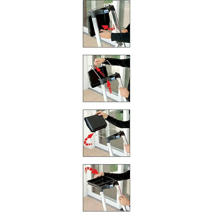 Krause Monto Stufenstehleiter Secury MultiGrip - Arbeitshöhe: 3,05 m, 5 Stufen, Tiefe Stufen: 100 mm, Aluminium - Detailaufnahme
