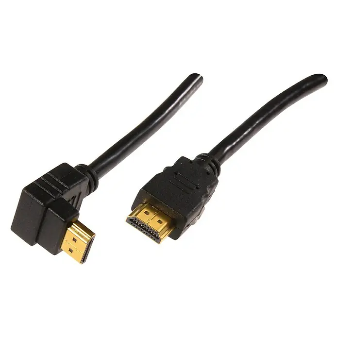 Schwaiger HDMI-kabel - 1,3 m, Pod kutom od 90°, Pozlaćeni kontakti, 18 Gbit/s - Pogled sprijeda