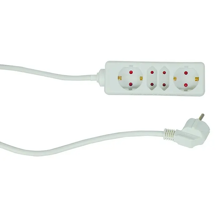 Steckdosenleiste - Anzahl Steckdosen Schuko: 2 Stk., Schwarz, 1,4 m, 3.500 W - Ansicht von oben