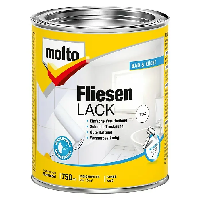 Molto Fliesenlack Creativ - Weiß, 750 ml, Glänzend - Vorderansicht