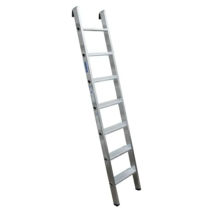 Krause Stabilo Stufen-Anlegeleiter + S - Arbeitshöhe: 2,9 m, Anzahl Tritte: 7 Stufen, Tiefe Stufen: 80 mm, Aluminium - Linke Seitenansicht