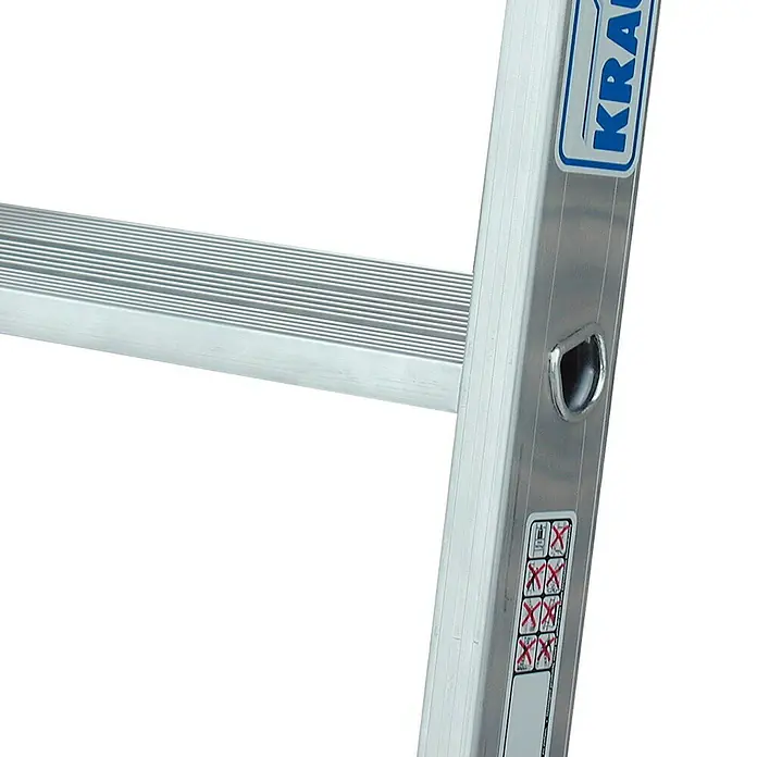 Krause Stabilo Stufen-Anlegeleiter + S - Arbeitshöhe: 2,7 m, Anzahl Tritte: 6 Stufen, Tiefe Stufen: 80 mm, Aluminium