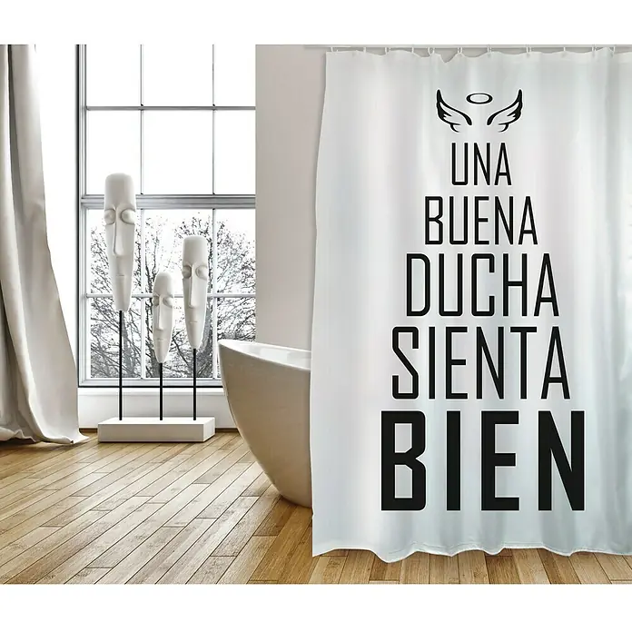 Venus Cortina de baño textil Buena ducha - An x Al: 180 x 200 cm, Negro/blanco - Foto ambiente
