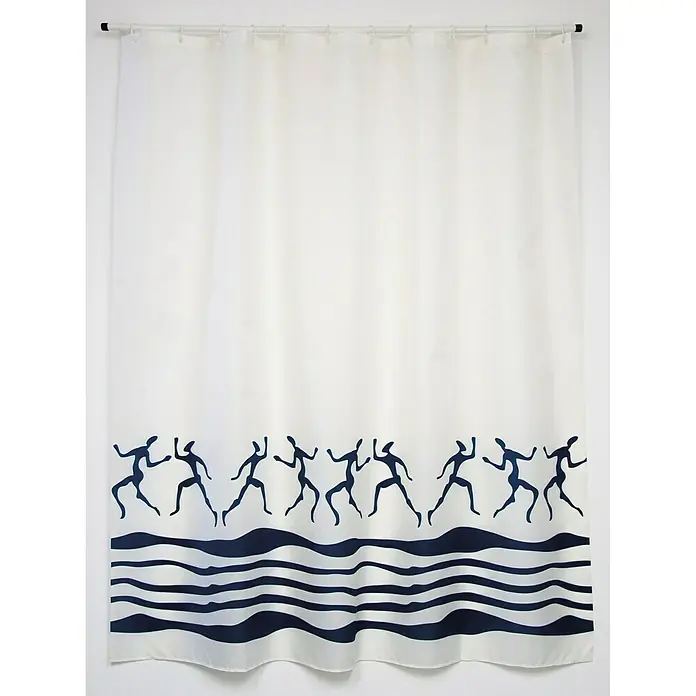 Venus Cortina de baño textil Zanzíbar - An x Al: 180 x 200 cm, Azul/Blanco - Vista frontal