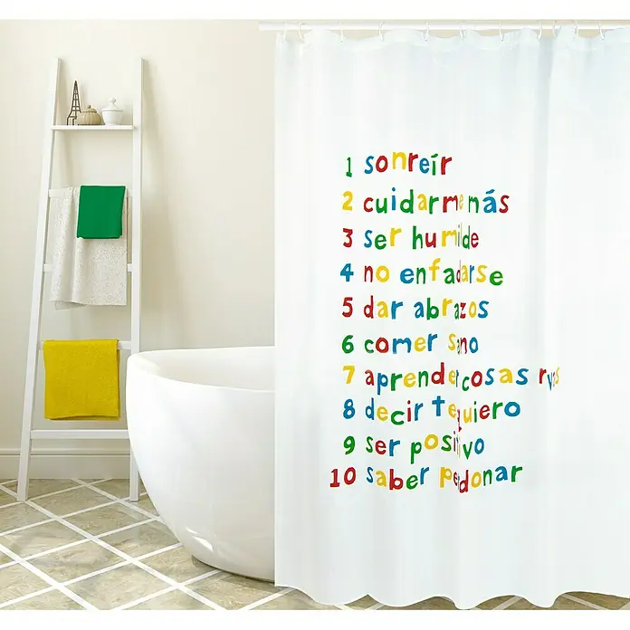 Venus Cortina de baño textil Propósitos - An x Al: 180 x 200 cm, Blanco, Multicolor - Foto ambiente