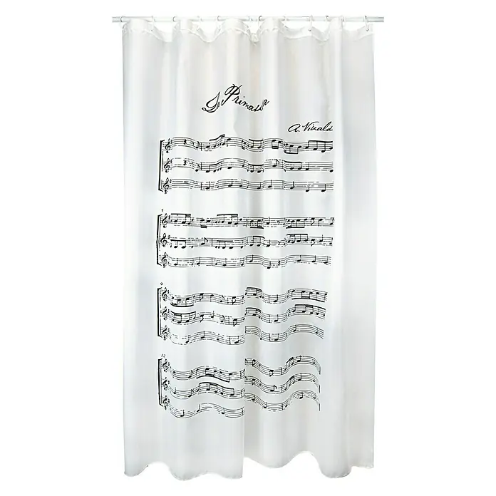 Venus Cortina de baño textil Vivaldi - An x Al: 180 x 200 cm, Negro/blanco - Vista frontal