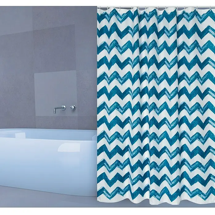 Venus Cortina de baño textil Le Cap - An x Al: 180 x 200 cm, Azul/Blanco - Foto ambiente