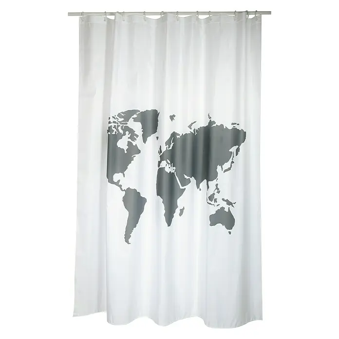 Venus Cortina de baño textil World - An x Al: 180 x 200 cm, Blanco, Gris - Vista frontal