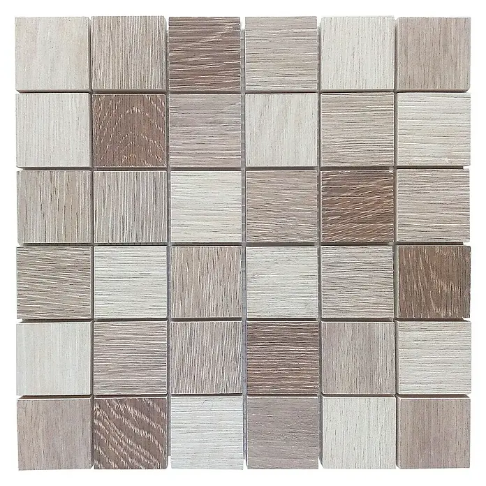 Baldosa de mosaico Wood - 29 x 29 cm, Gres porcelánico, Beige/Marrón - Vista superior