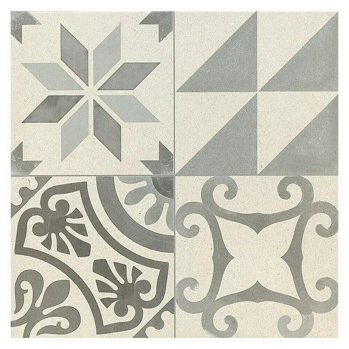 Pavimento hidráulico Coventry - 45 x 45 cm, Gris/Crema, Mate - Vista superior