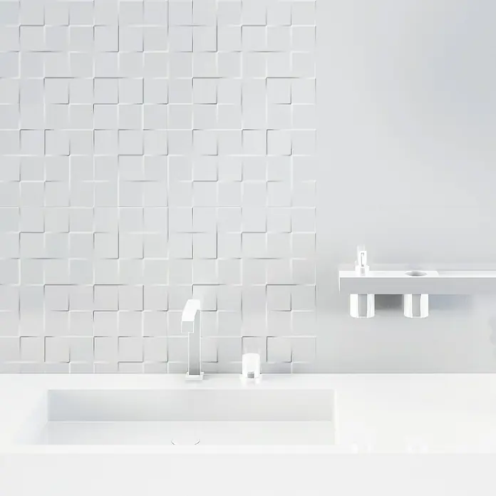 Revestimiento cerámico Kubik - 33 x 55 cm, Blanco, Mate - Foto ambiente