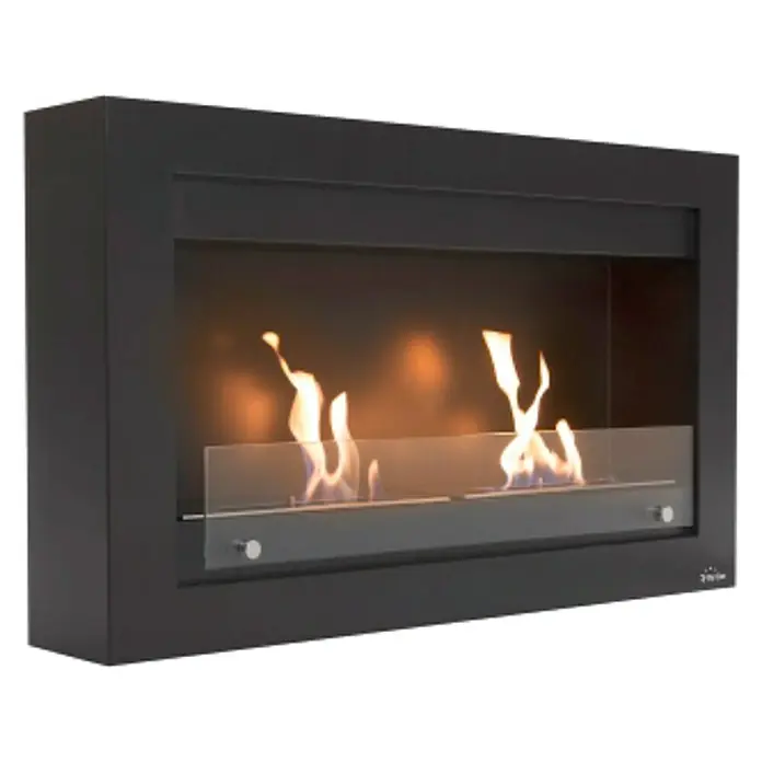Purline Chimenea de bioetanol Etna - 90 x 16,5 x 54 cm, Nero - Vista angular