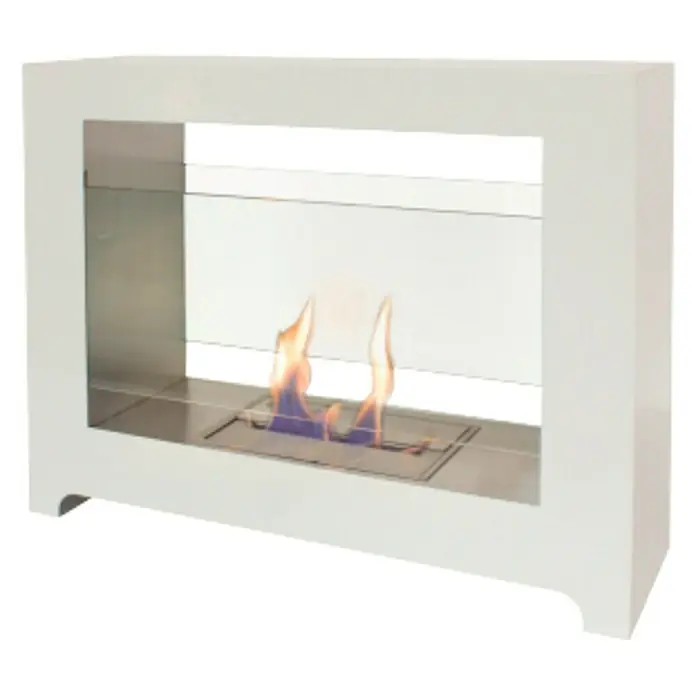 Purline Chimenea de bioetanol Styx - 800 x 250 x 650 mm, Blanco - Vista frontal