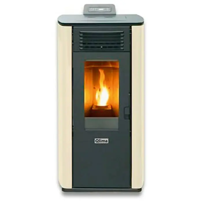 Qlima Peć na pelete Fiorina 74-S - 2,65 kW - 7,45 kW, Kapacitet grijanja prostorije: 200 m³, Boja bjelokosti - Pogled sprijeda
