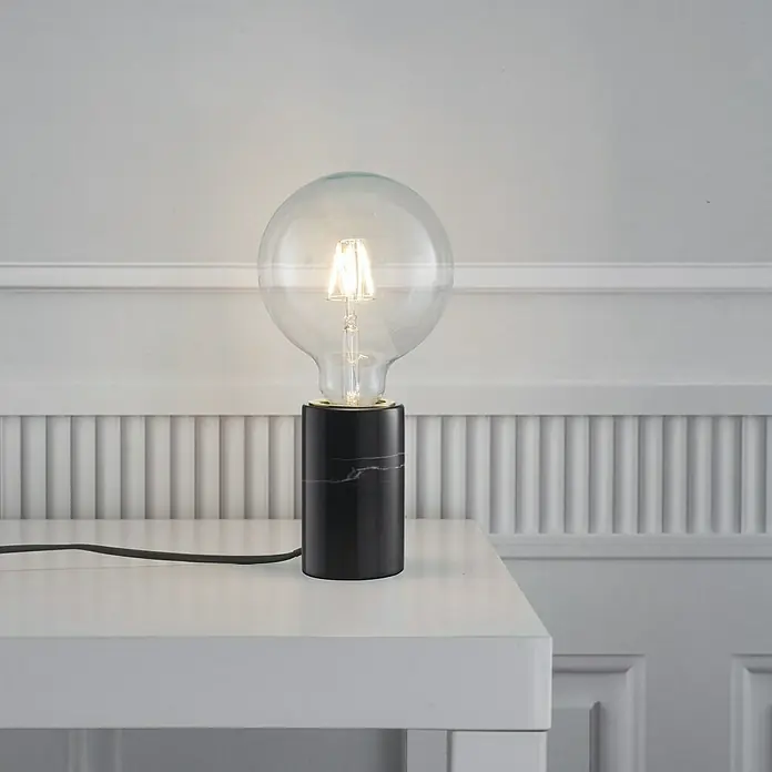 Nordlux Lámpara de sobremesa Siv Mármol - 60 W, L x An x Al: 6 x 6 x 10,3 cm, Negro, E27 - Vista frontal