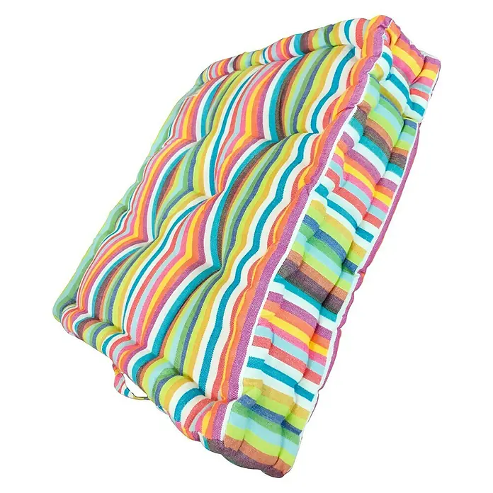 Cojín para suelo - Multicolor, 45 x 45 cm, 100% algodón - Vista de perfil izquierdo