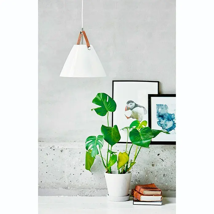 Nordlux Strap Lámpara colgante redonda - 60 W, Ø x Al: 27 x 27 cm, Opal, E27 - Foto ambiente