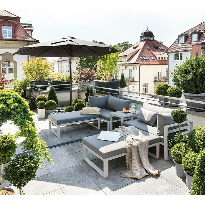 Sunfun Hannah Set lounge namještaja Hannah - 5-dij., Tekstil, Sive boje, Svijetlosive boje